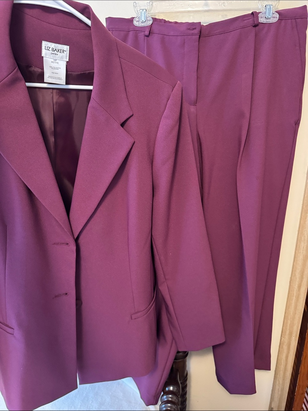 Liz Baker Plum Two-Piece Blazer and Pants Suit